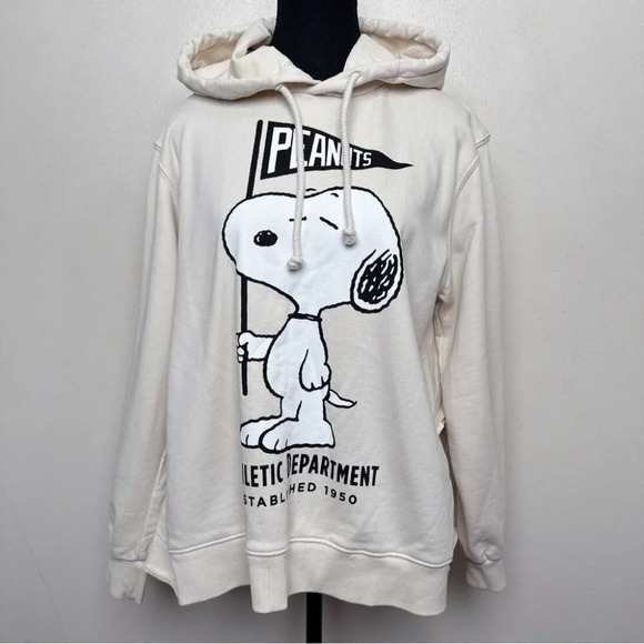 Zara Womens Small Snoopy Peanut Limited Tier Back Beige Hoodie - Picture 2 of 16
